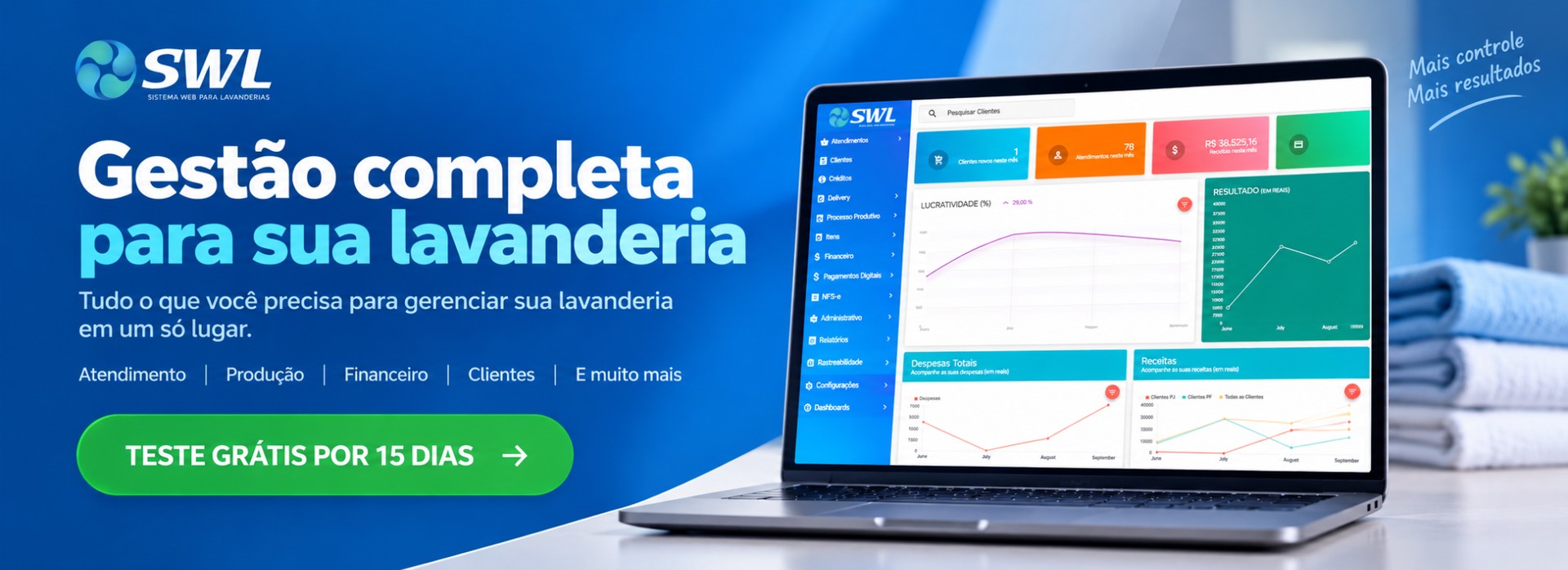 Tela de Dashboard Sistema SWL